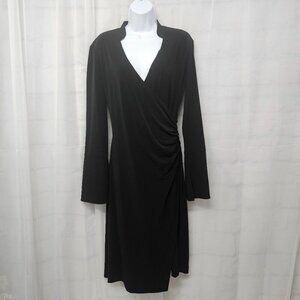 Vintage Esprit Black Ruched Dress Boho Classic Bodycon Retro L
